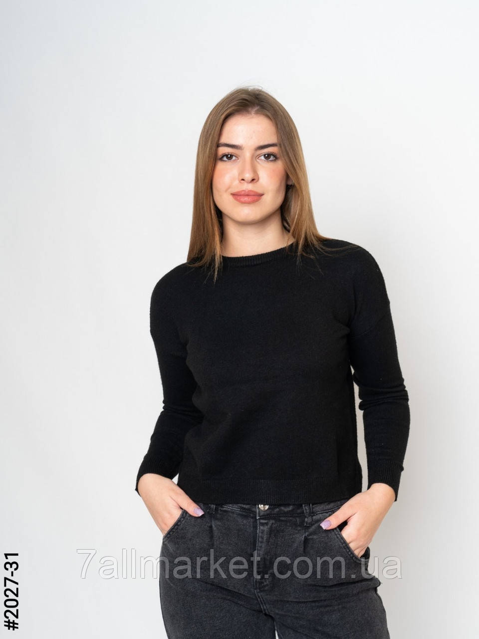 Светр жіночий 2027-27 black р.44-48 "Seven Group" недорого гуртом від прямого постачальника