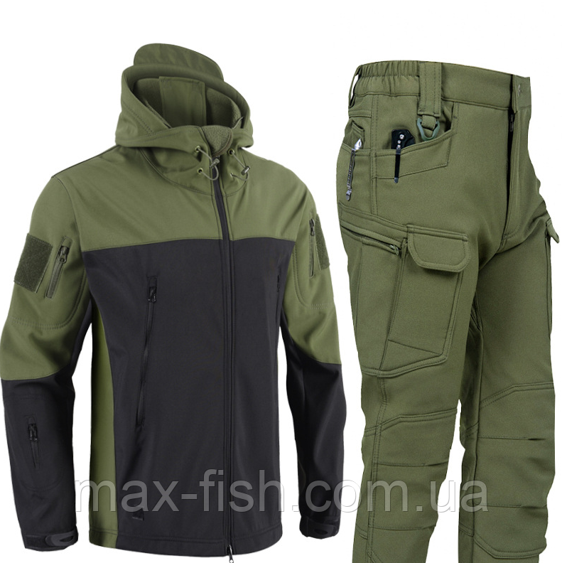 Костюм софтшел Gman Олива із чорним Soft Shell на флісі L
