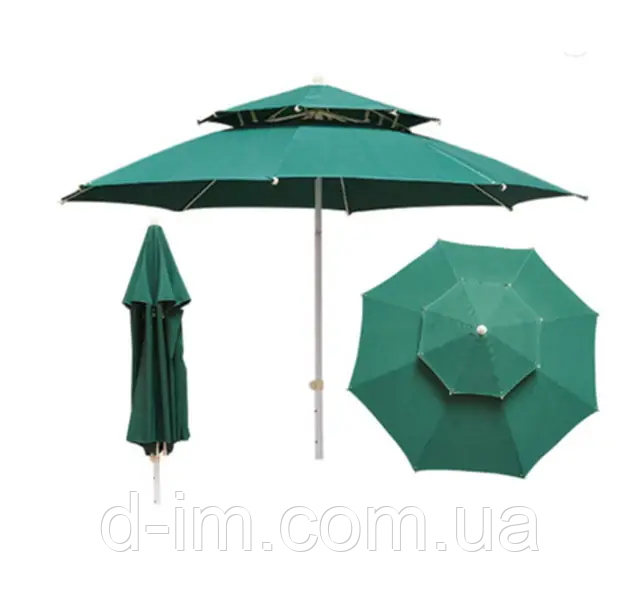 Парасолька 3 м подвійний клапан Зелений Hyg1837-1green