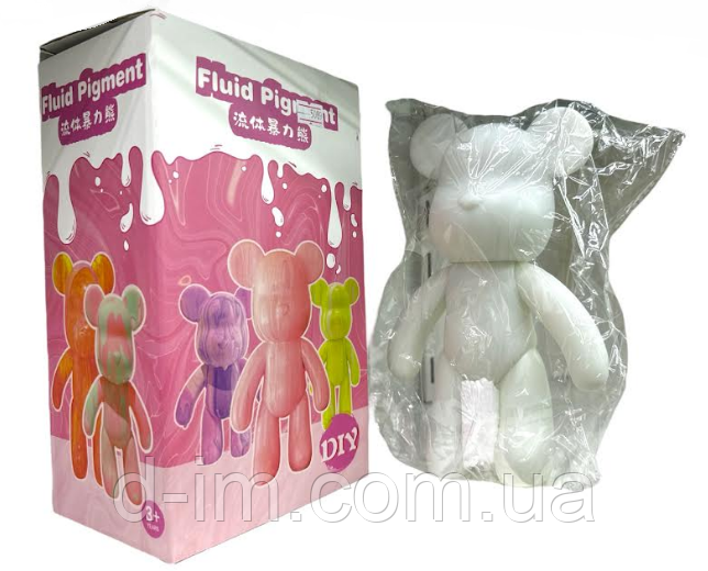 Набір для творчості Флюїдний Ведмедик 33см DIY Fluid Pigment Coloring Bear / ART-5089 (30шт)