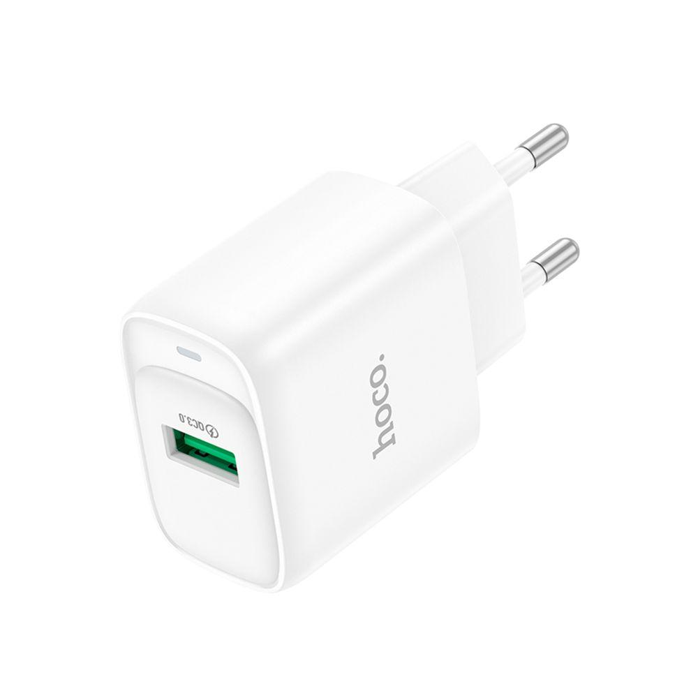 Мережевий зарядний пристрій Hoco C140A 1USB QC 18W, без кабеля, White