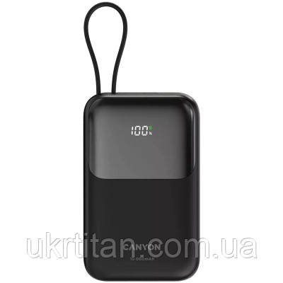 Оригінал! Батарея універсальна Canyon 10000mAh OnPower 101 PD/22.5W built-in cable Black (CNS-CPB101BK) - Вища Якість!, фото 1