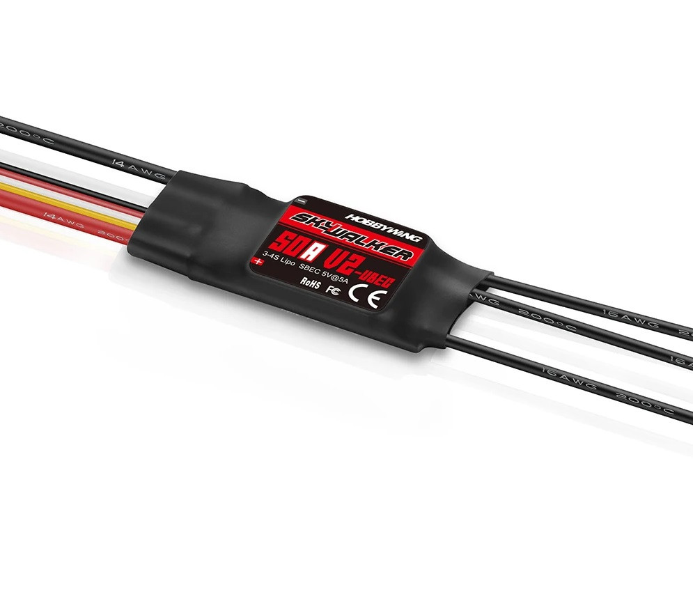 Регулятор мотору ECS 50A Hobbywing Skywalker V2 2-4S, для крила, мультикоптера