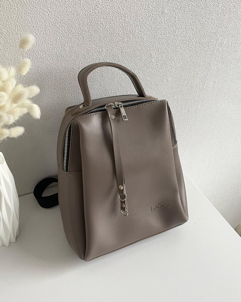 АКЦІЯ! ДИМЧАТИЙ (темний беж) — два відділення на блискавках — якісний, фабричний рюкзак, добре тримає форму (Луцьк, 660) 4740136, фото 1