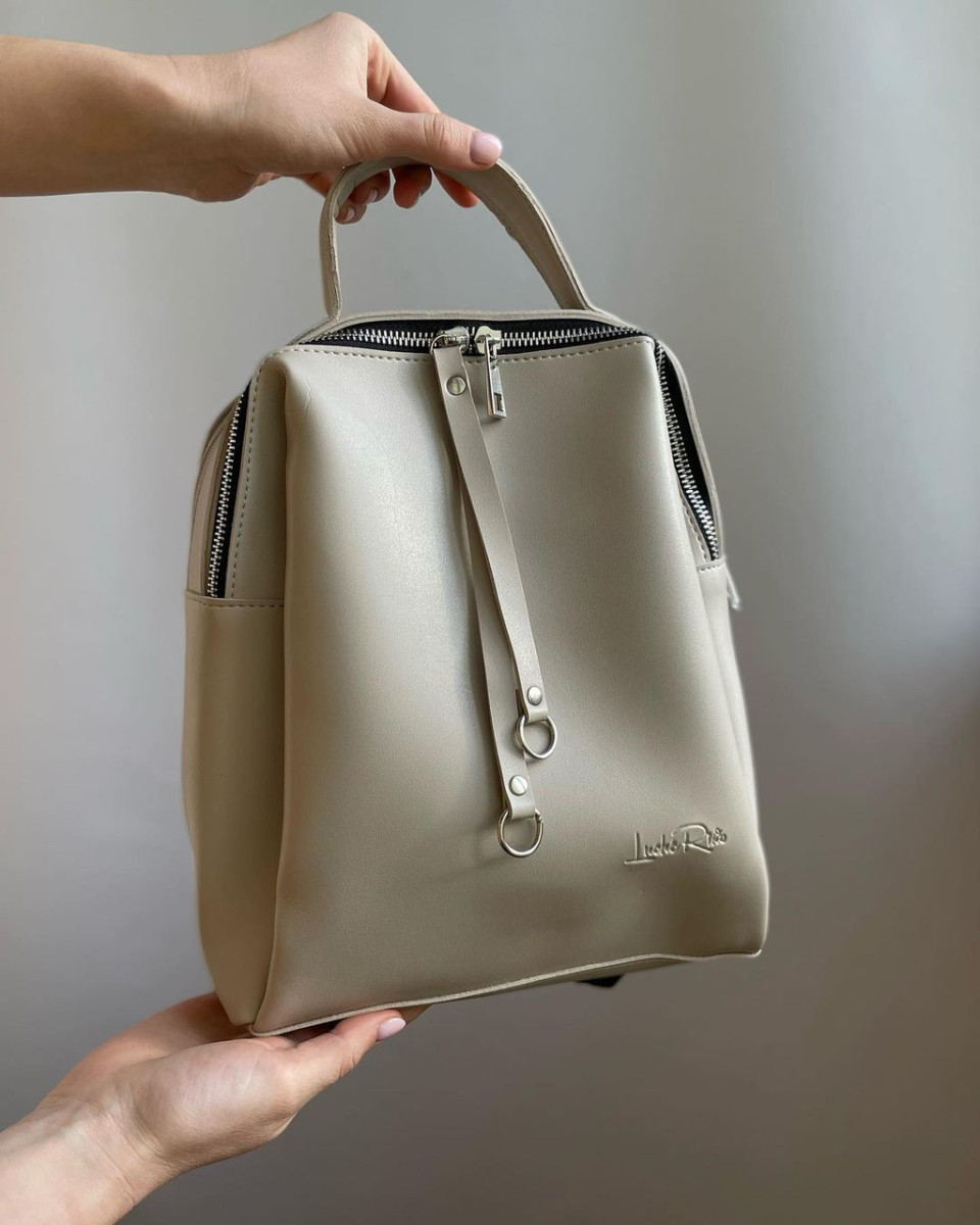 АКЦІЯ! БЕЖ ТАУП — два відділення на блискавках — якісний, фабричний рюкзак - добре тримає форму  (Луцьк, 660) 4740140