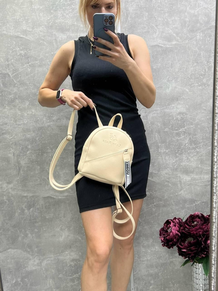 Беж — стильний, молодіжний та мініатюрний рюкзак Lady Bags на блискавці (0438) 4871208