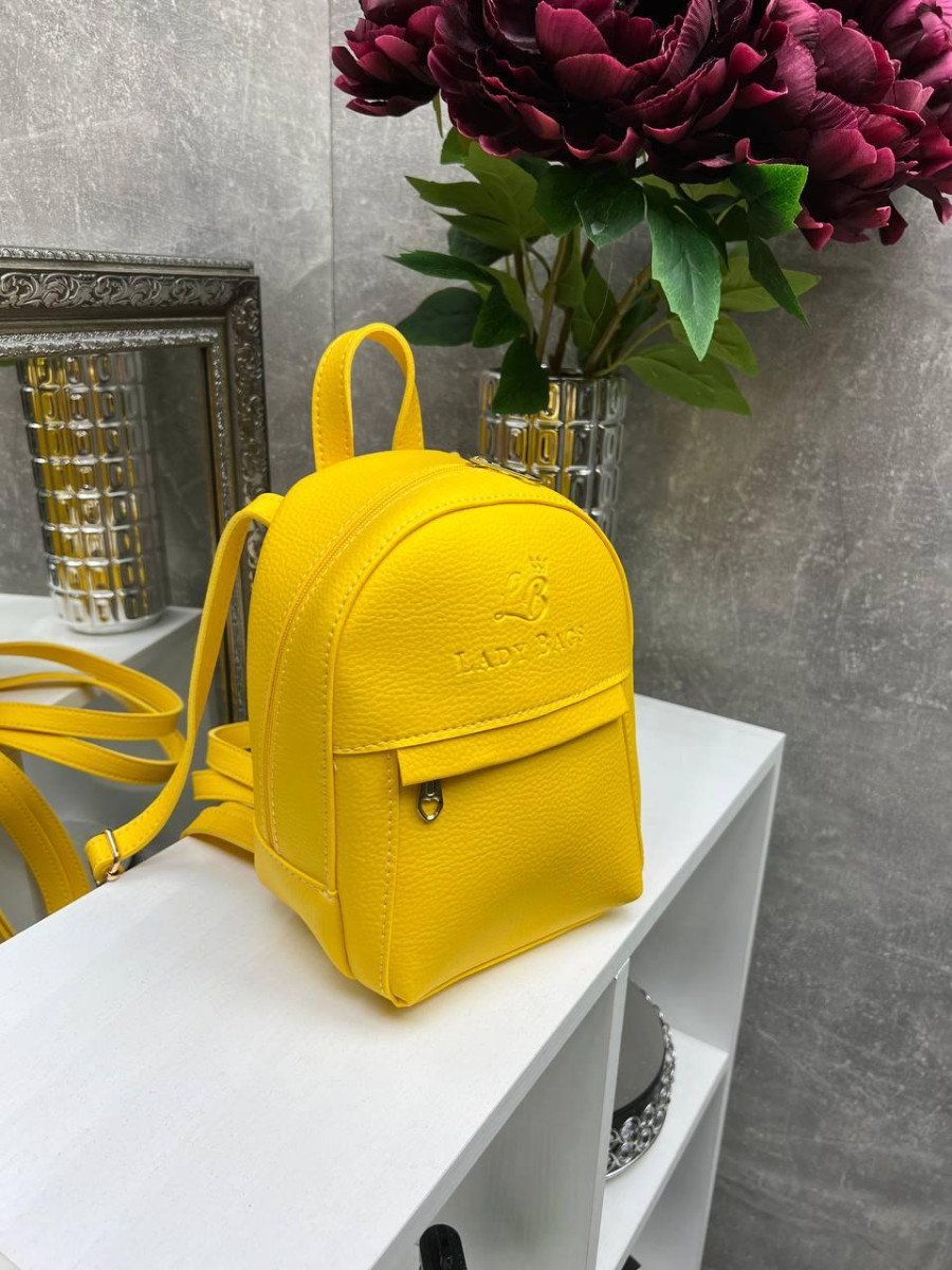 Жовтий — стильний, молодіжний та мініатюрний рюкзак Lady Bags на блискавці, з підкладкою (2007) 4833392