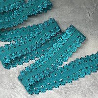 Стрейч-бейка (резинка-рюш), ширина 2 см, колір бірюзовий, арт 012029, відрізок 1 метр, Бірюзовий