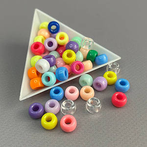 (20 грам) Намистини пластик бочонок 6х9мм, Колір - мікс