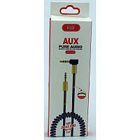 Кабель AUX Audio Cable 3.5 мм пружина чорний