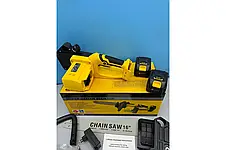 Акумуляторна ланцюгова пила + 2 акумулятори 18 В, 16" Electric SAW, Жовта/ Електропила на акумуляторі YU227, фото 3