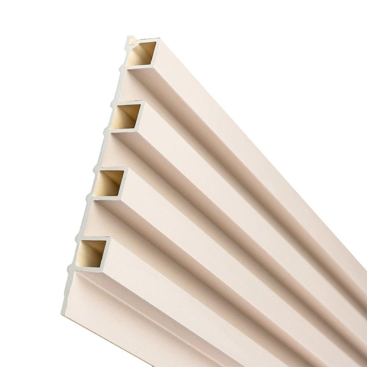 Настінна декоративна рейка Кремові дошки блискуча WPC 160*3000*23мм 3Д декор для стін композит під дерево