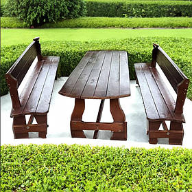 Дерев'яний садовий комплект 1,95м (Стіл та 2 Лавки) "Дакар". Колір: Палісандр