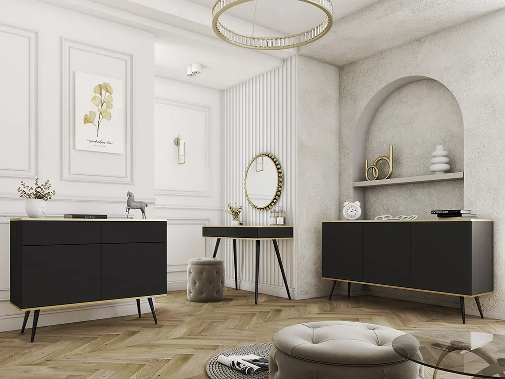 Комплект меблів у вітальню, у спальню Oro (чорний/чорний), фото 1