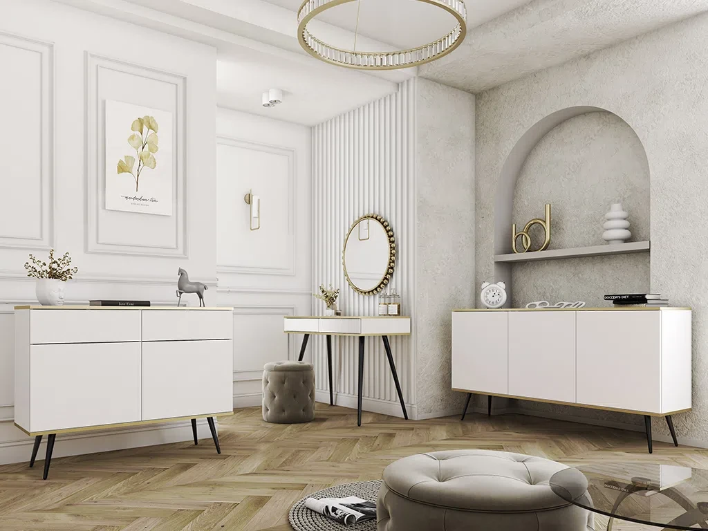 Комплект меблів у вітальню, у спальню Oro (білий/чорний), фото 1