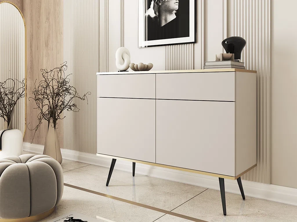 Комод у вітальню Oro KSZ107 (бежевий/чорний), фото 1