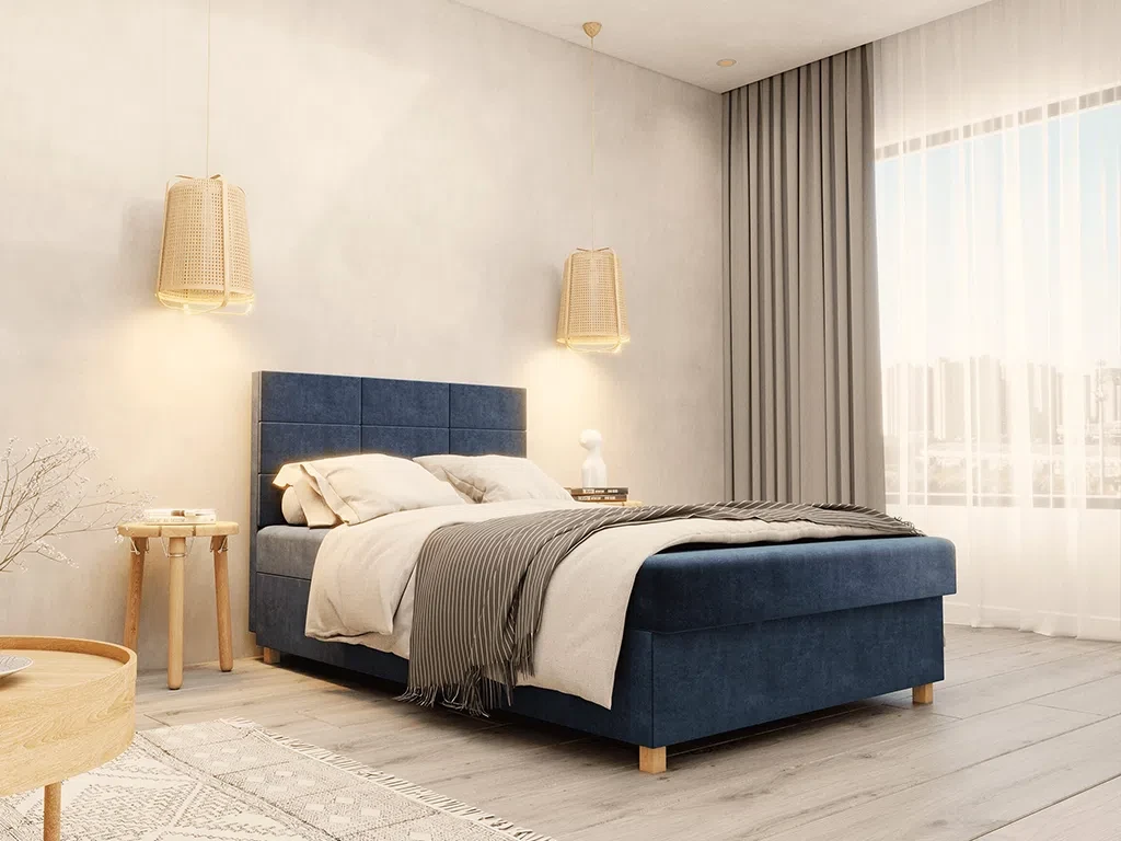 Ліжко з матрацом Piano 120x200 (синій темний), фото 1