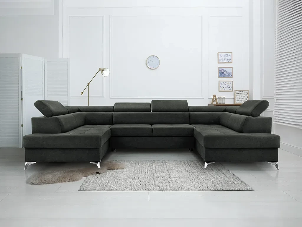Розкладний кутовий диван Madryt Super (графіт), фото 1