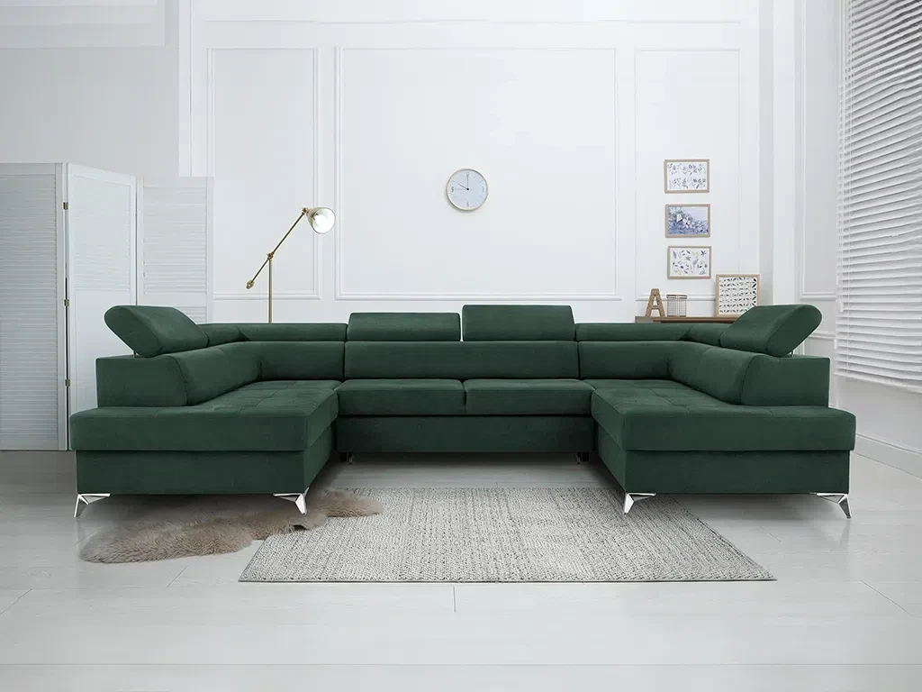Розкладний кутовий диван Madryt Super (зелений темний), фото 1