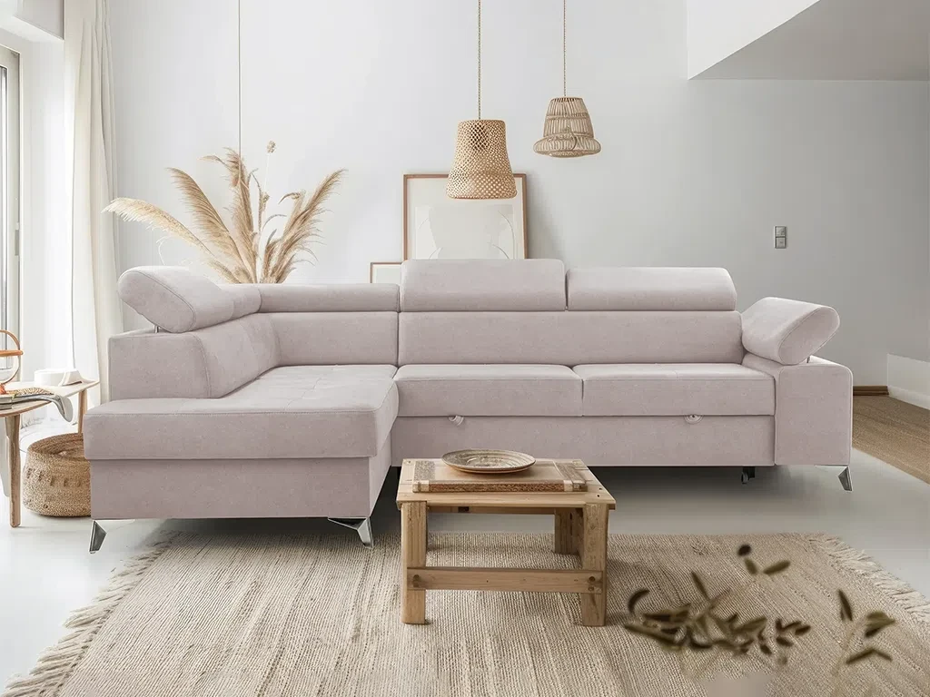 Розкладний кутовий диван Madryt (рожевий світлий), фото 1