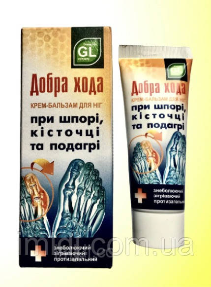 Крем-бальзам Добра Хода для нІг. При шпорі, кісточці, подагрі "Green Life"