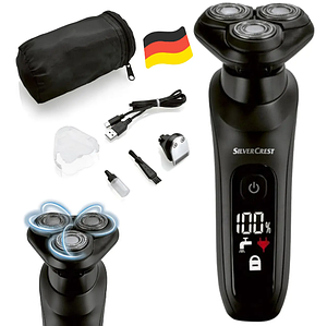 Роторна бритва Silver Crest SRR 3.7 E6 (IPX6, 60 хв роботи, LED-дисплей, Німеччина)