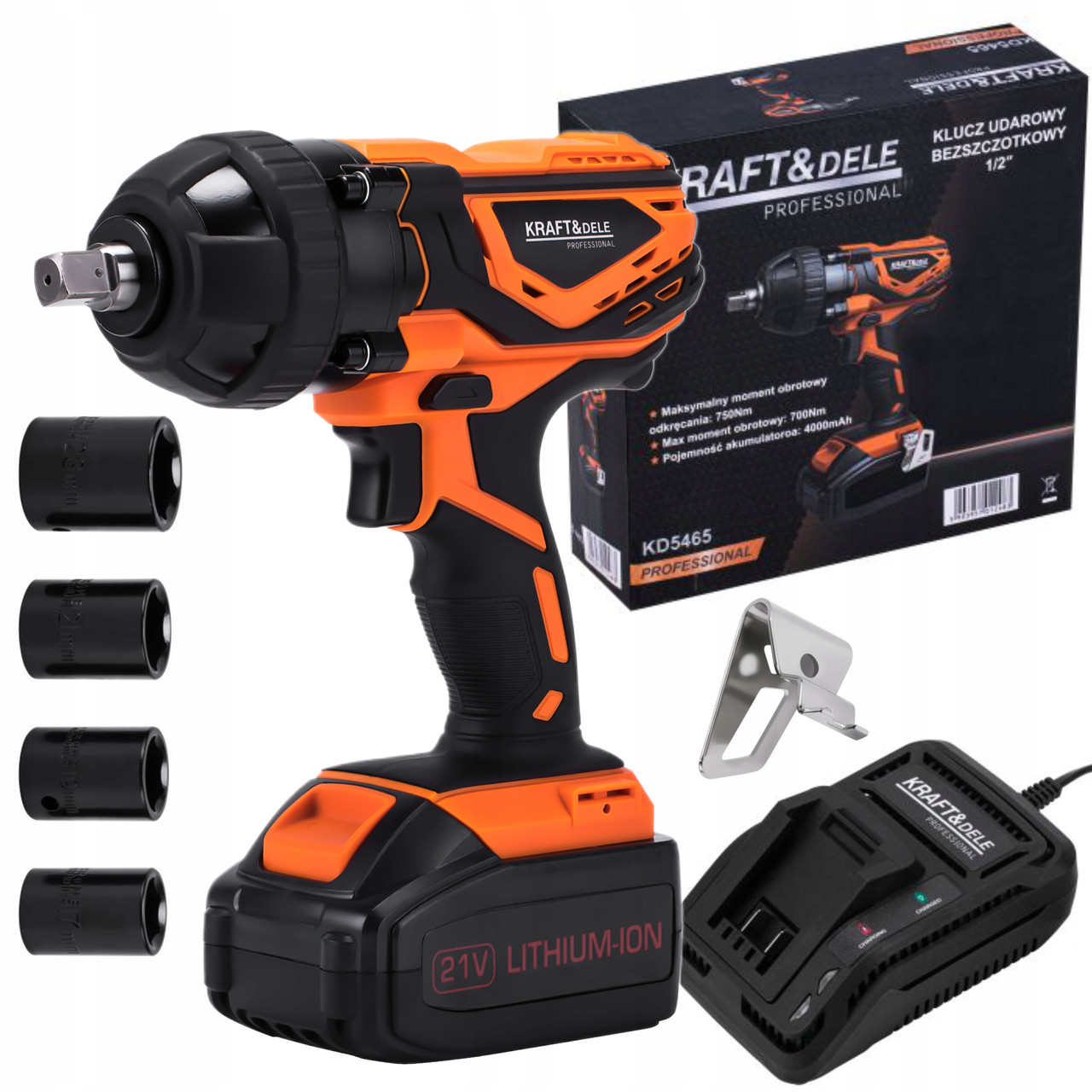 Гайковерт ударний акумуляторний безщітковий Kraft&Dele KD5465 21 В 1/2" 750 Нм