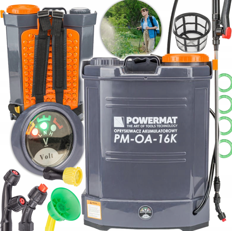 Обприскувач 16л акумуляторний POWERMAT PM-OA-16K, фото 1