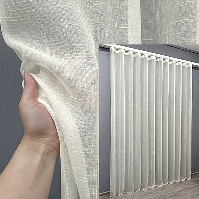 Готова (3х2,4м.) тюль льон, колір бежевий. Код 876т 42-0169