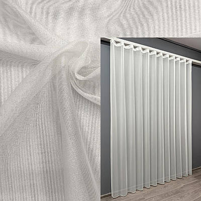 Готова тюль (3х2,7м.), нейлон однотонний "Snow", Туреччина. Колір кремовий. Код 1203т 43-019