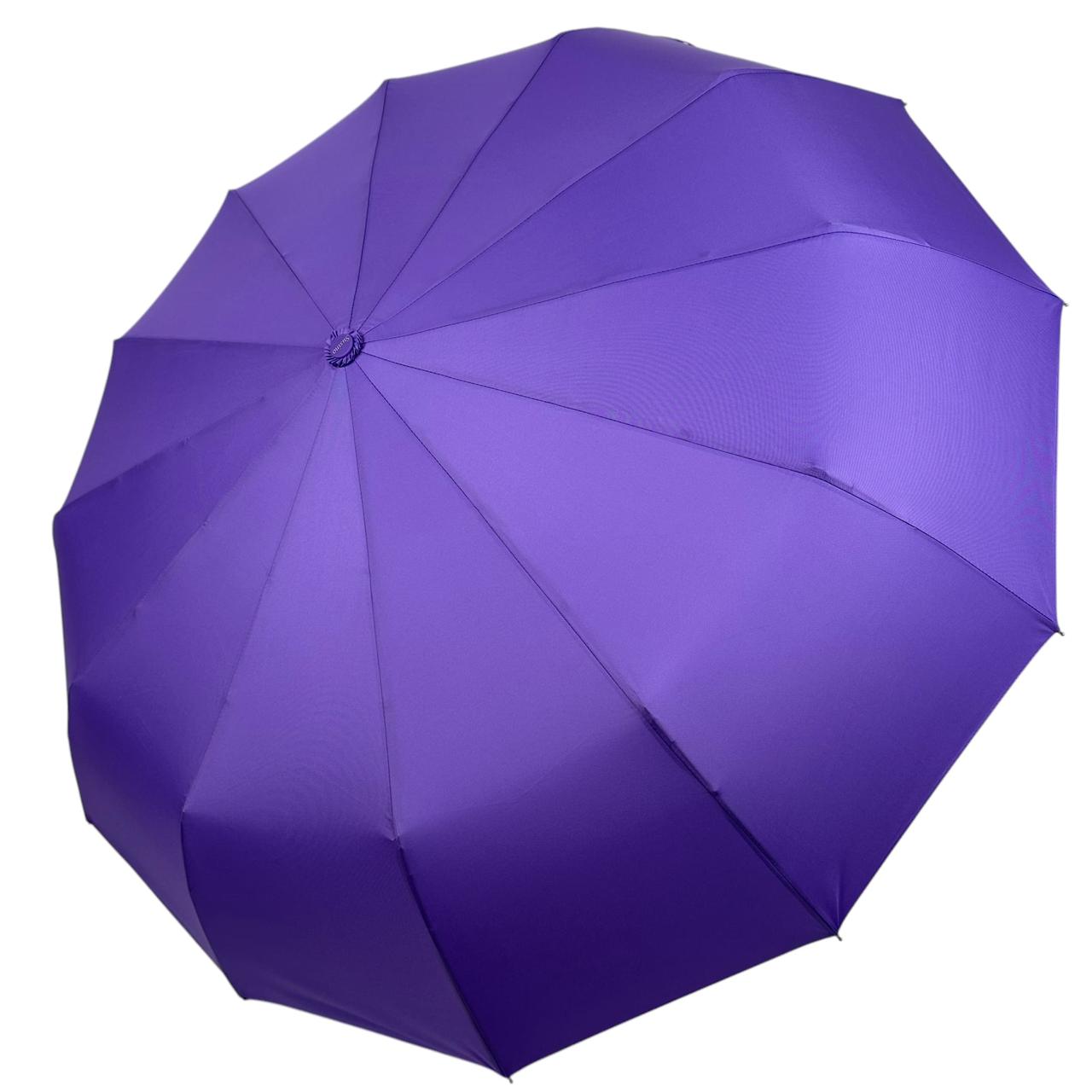 Однотонна автоматична парасоля на 12 карбонових спиць антивітер від Susino, бузковий, SYS 07912-6