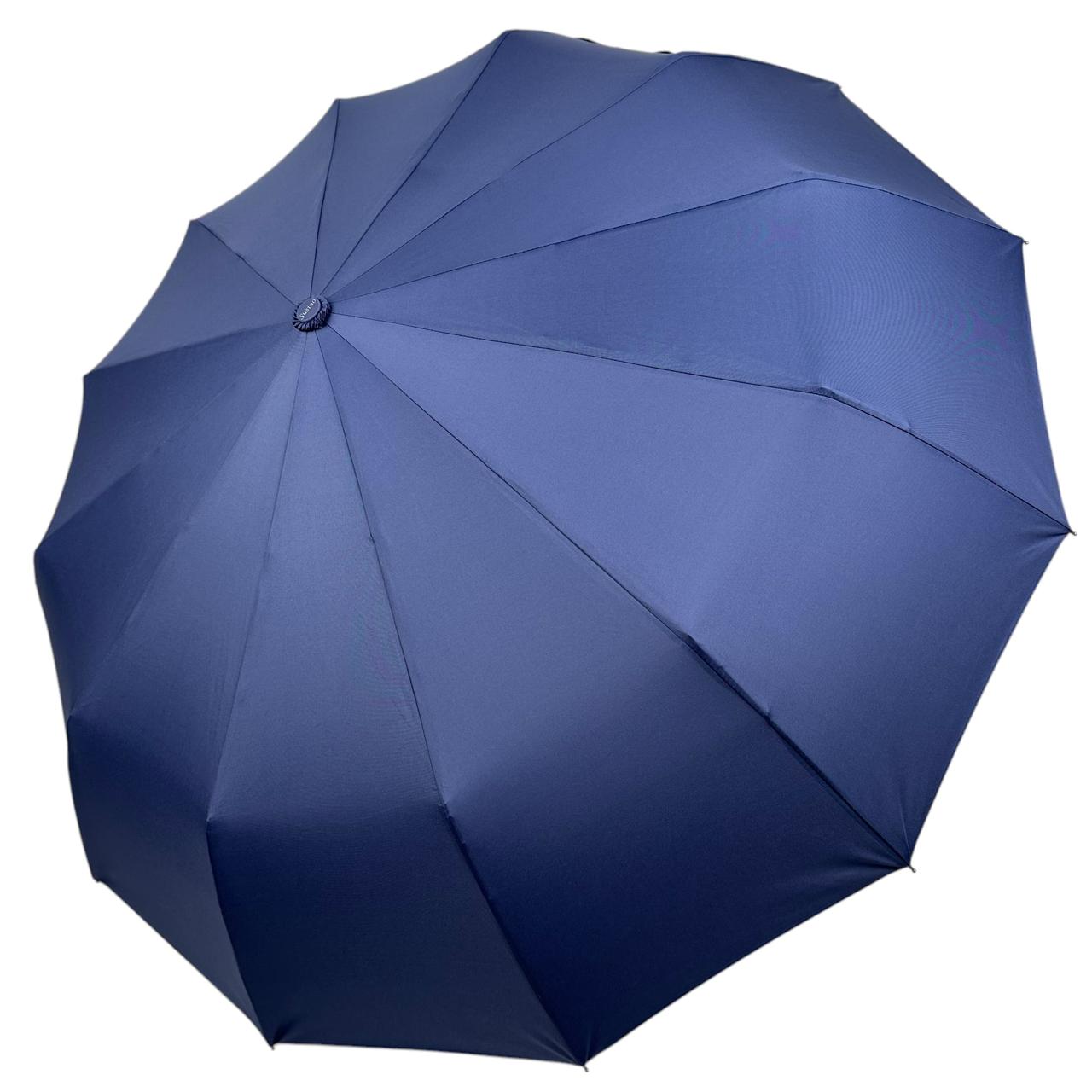Однотонна автоматична парасоля на 12 карбонових спиць антивітер від Susino, блакитний, SYS 07912-10, фото 1