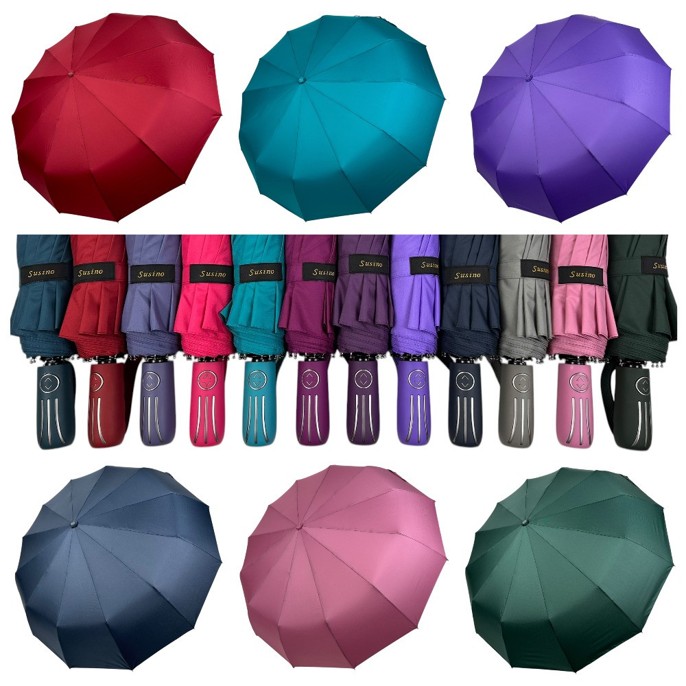 Оптом Однотонна автоматична парасоля на 12 карбонових спиць антивітер від Susino, SYS 7912