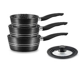 Набір сотейників Royalty Line RL-FS3M, 16-18-20см, із мармуровим покриттям, Black