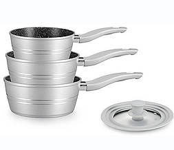 Набір сотейників Royalty Line RL-FS3M, 16-18-20см, із мармуровим покриттям, Silver