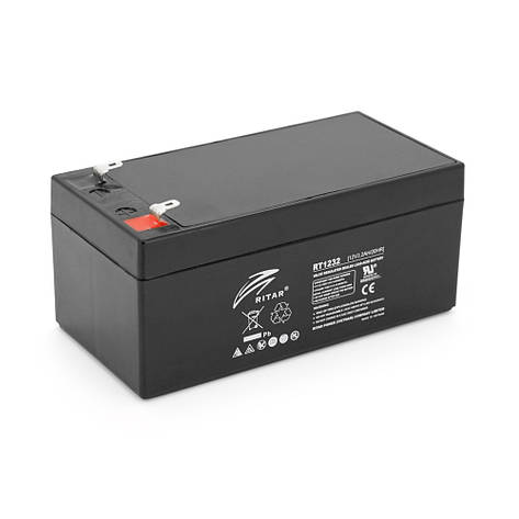 Акумуляторна батарея AGM RITAR RT1232, Gray/Black Case, 12V 3.2Ah (133 х 67х 59 (63) мм) Q10, фото 1