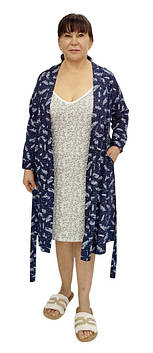 Жіночий комплект бавовняний для сну халат і сорочка