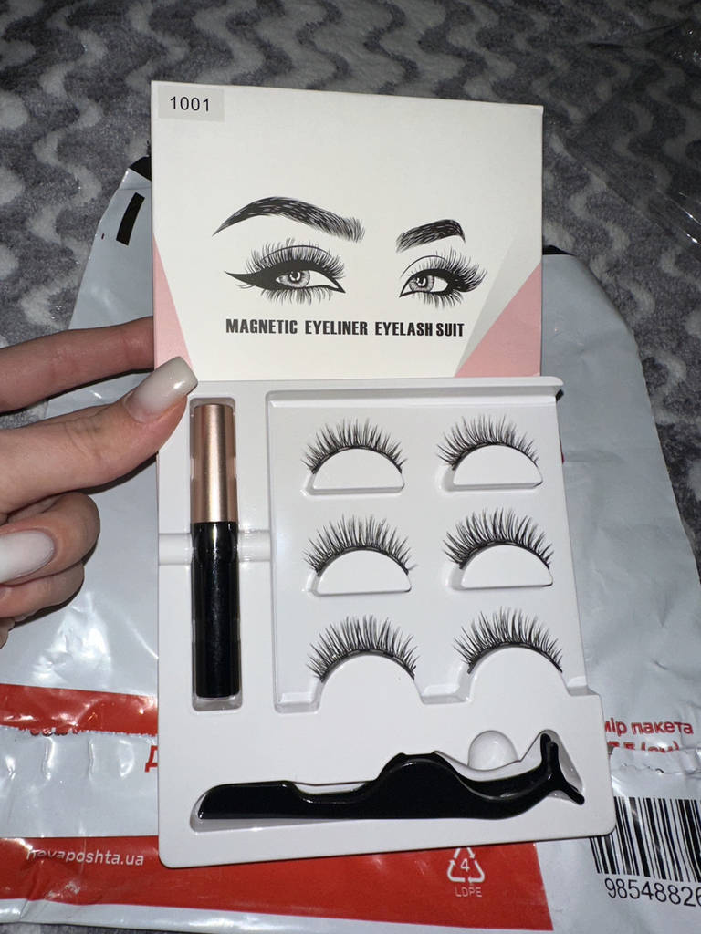 АКЦИЯ!!! Три пары многоразовых магнитных ресниц 3D с подводкой и пинцетом 5 магнитов 1001 длина 10мм - фото покупателей 1
