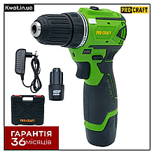 Шурупокрут акумуляторний безщітковий Procraft РА-12BL Дві швидкості АКБ 12 В 2 Ач ЗП Кейс