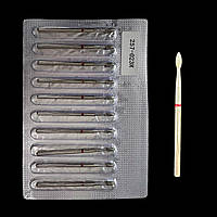 Набір алмазних фрез для манікюру "полум'я"  червона насічка 10 шт (257-023R)