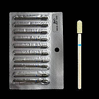 Фрези для манікюру алмазні 10 шт циліндр закруглений синя насічка (880-140-030B)