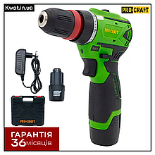 Шурупокрут акумуляторний безщітковий Procraft РА-12BL DFR Дві швидкості АКБ 12 В 2 Ач ЗП Кейс