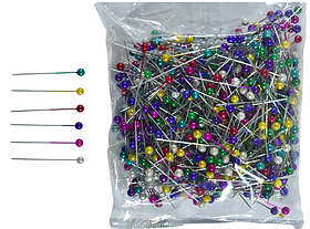 Швейні шпильки БУСИНКА 800шт колір асорті