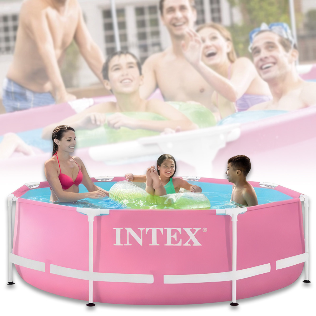 Круглий каркасний басейн 244х76 см на 2843 л Intex 28290 Рожевий
