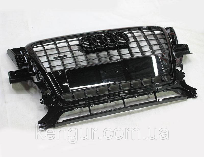 Решітка радіатора, стиль SQ5 (чорна окантовка, чорна сітка) Audi Q5 2008-2011, фото 1