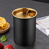 Попільничка бездимна вітрозахисна з кришкою металева Чорна настільна або в авто, фото 4