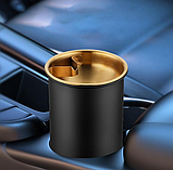 Попільничка бездимна вітрозахисна з кришкою металева Чорна настільна або в авто, фото 5