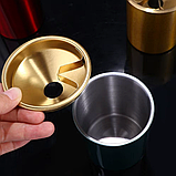 Попільничка бездимна вітрозахисна з кришкою металева Чорна настільна або в авто, фото 3