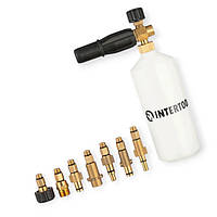 Насадка піно-генератор 1л до мийок, універсальна, 7 перехідників, 220 бар, 60 ° С, регульована INTERTOOL