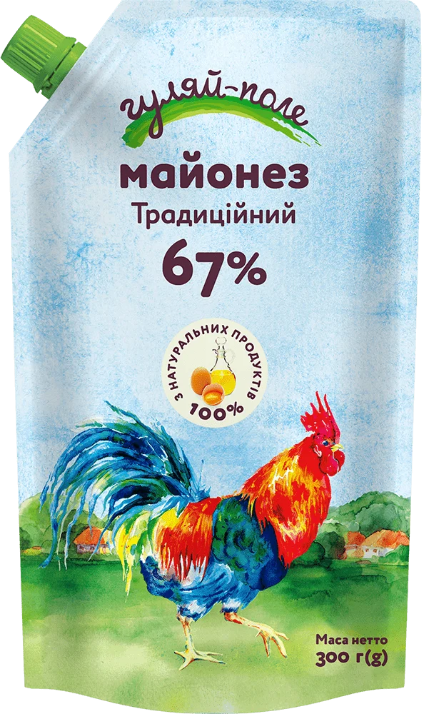 Майонез Гуляйполе Традиційний 67% жирності 500 грамів дой-пак